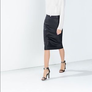 Zara Basic faux leather pencil skirt